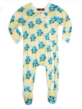 NWT MILKBARN Sky Floral Bamboo Snap Footed Romper